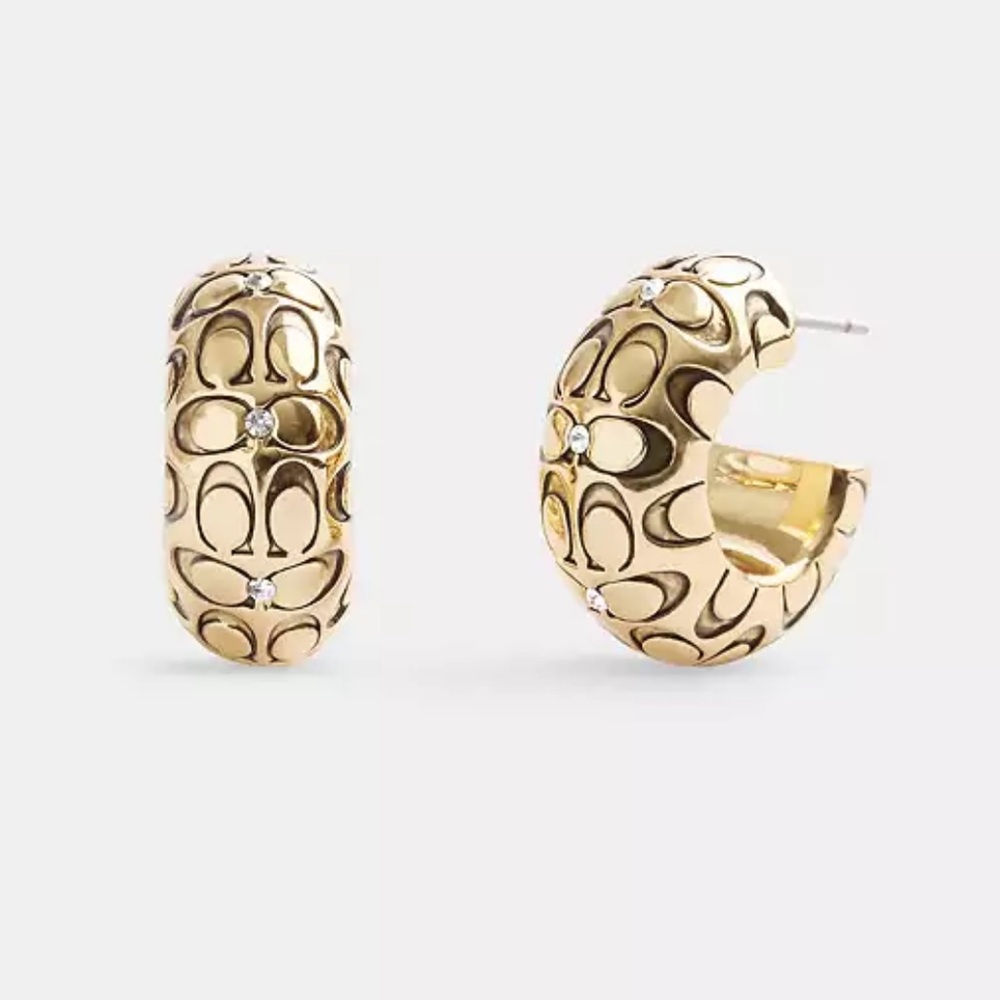 Coach Women’s Quilted Signature Chunky Hoop Earrings